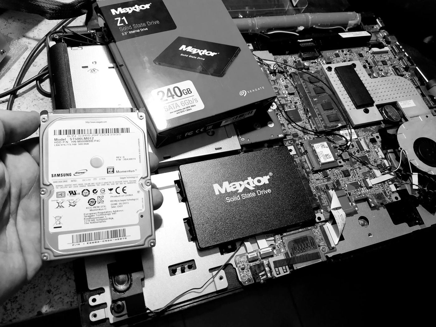 Cambio de disco a SSD en una notebook, en el taller de NYF
